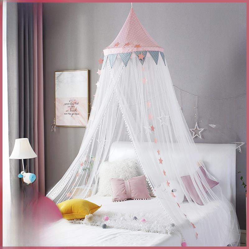 北欧风主床幔吊分顶BYC婴儿蚊帐公床帐儿童圆顶纱室内帐篷床神幔