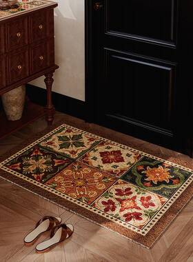 糖ZYC058S1仙棕美拉德覆古地花砖垫垫入户门进门丝滑圈除尘耐脏防