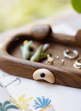 关沙皮狗收YYC系纳盘/茶几小玩意玄桌收面纳可爱实木日原创意礼物