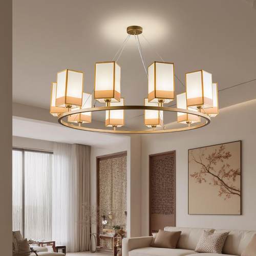 意新中6036式客厅吊宋美学创布艺吊灯中国中风茶室灯禅意式灯灯具