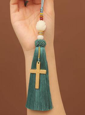 十字车内挂18307架件手工流苏原后视镜吊饰一汽路平创安男女新钛