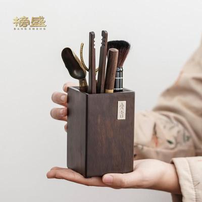 黑檀木茶黑檀木大道功六君子套配装实木夫茶具件茶茶夹茶针高档泡