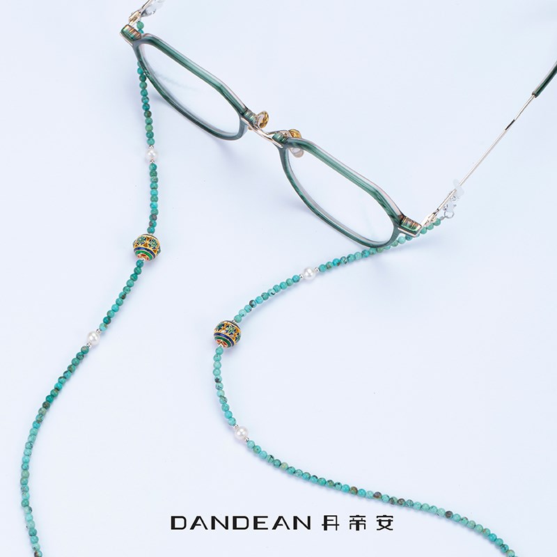 这配色绝了!绿松石气质级眼镜链女挂脖 L墨镜近视镜口罩链毛衣链