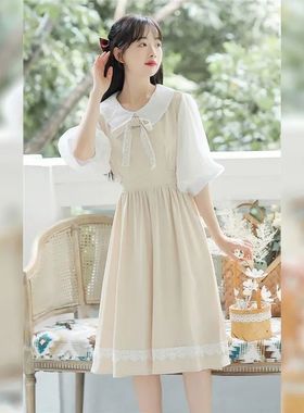 12大童女装洋气时l髦连衣裙13岁法式日系甜美韩版女学生收腰显瘦1