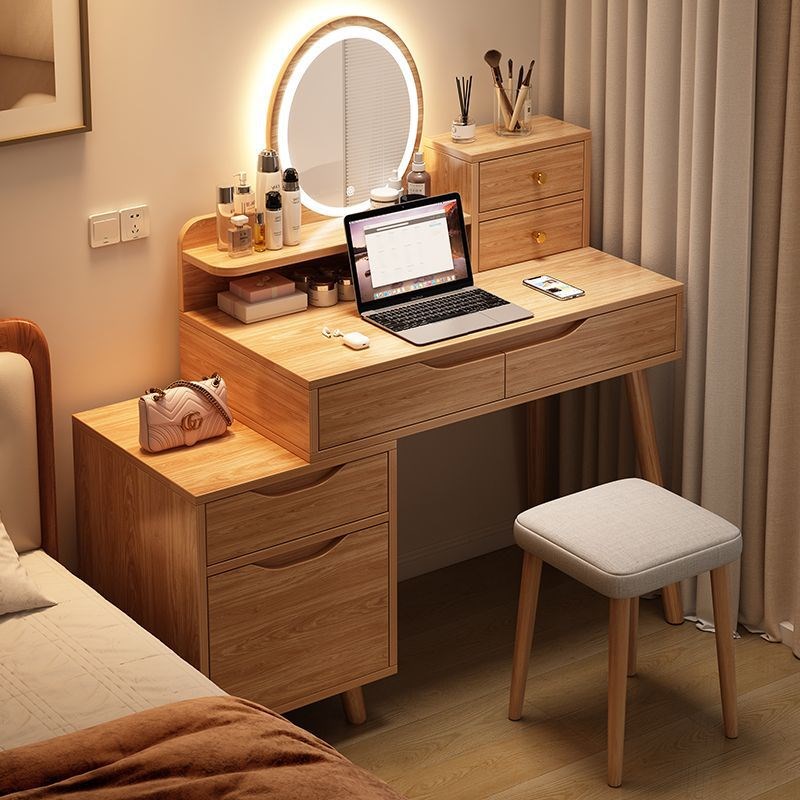 新中式梳妆台卧室现代简约床头柜一体小户型女生主卧X书桌化妆桌