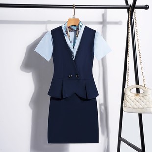 酒店前台接待工作装短袖空乘制服物业珠I宝店工作服女职业套装夏