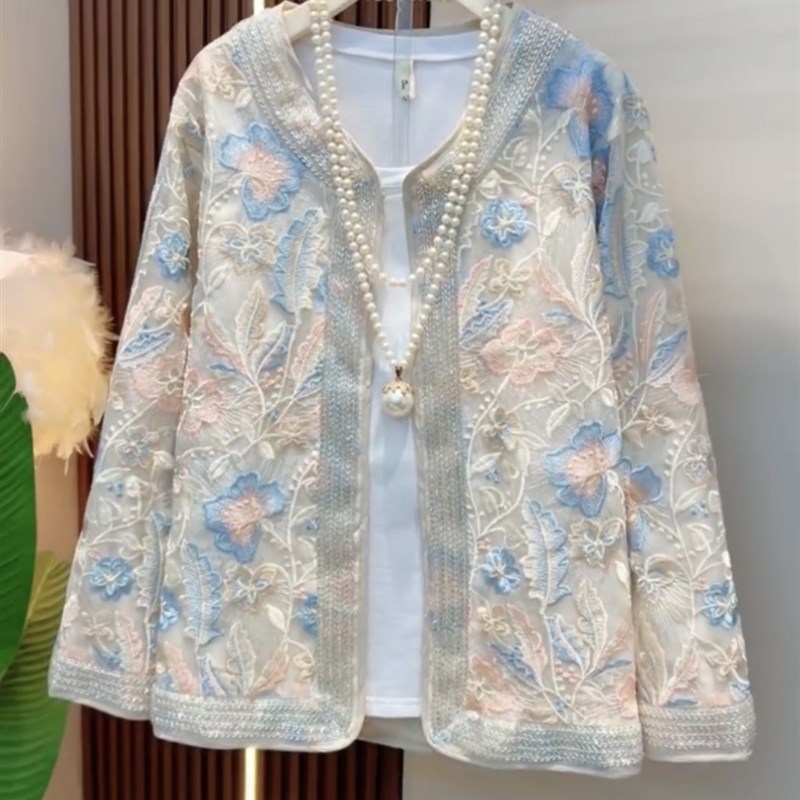 2025春季新款大码女装重工刺绣国风外套宽松遮肉显瘦胖妹妹上衣潮