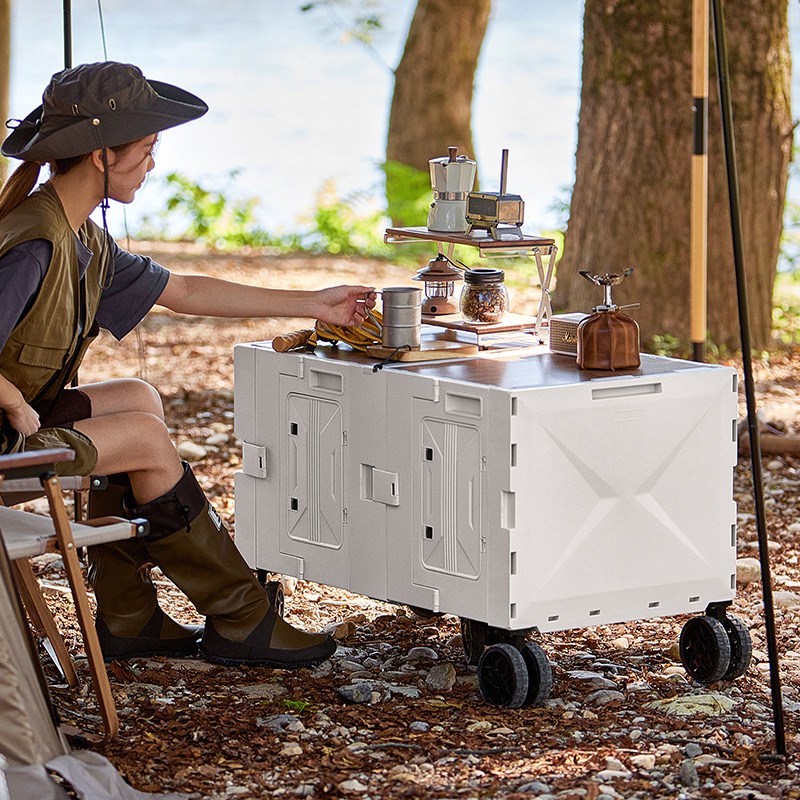 户外免安装露营可折叠拉杆推车营地拖车超大野餐野营夜市摆摊小车