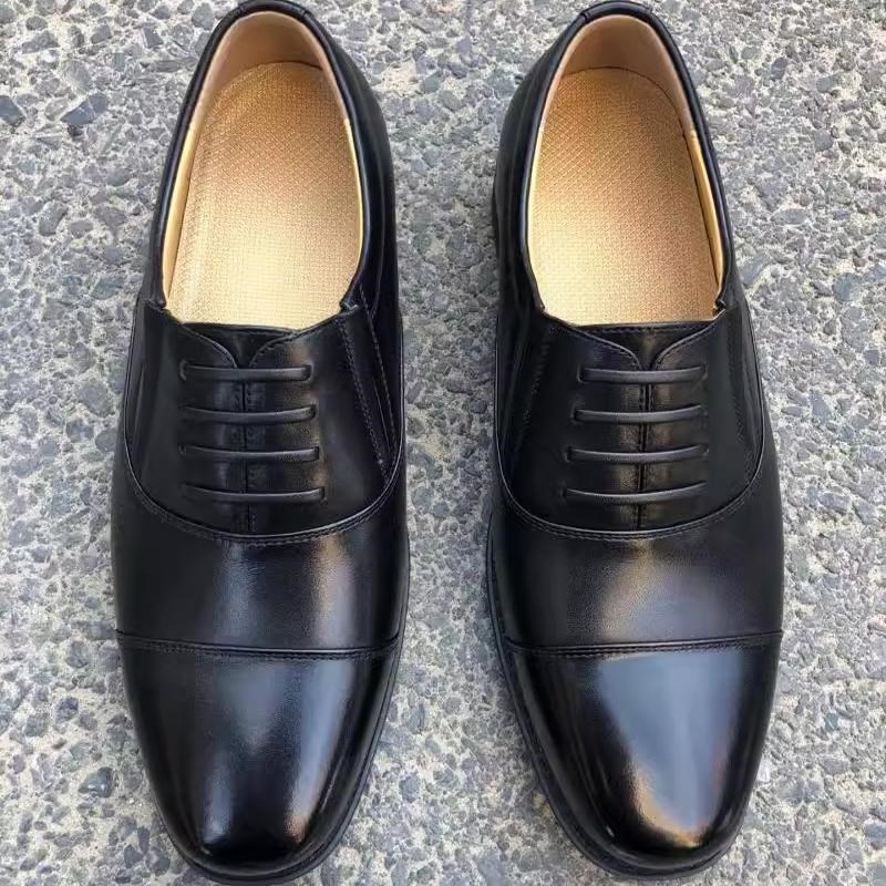 A款三接头新款皮鞋正装春秋夏男士商务休闲黑色免系带