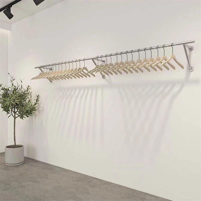 服装店展示架上墙壁挂式加厚不锈钢简约女装店货架童装挂衣架定制