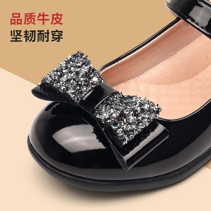 女童黑色皮鞋真皮公主鞋表演出鞋女孩小皮鞋儿童学生软底单鞋校鞋