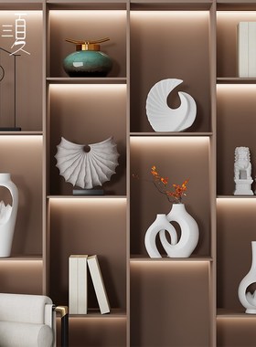 新中式博古架禅意摆件家居花瓶高端大气茶室客厅书房办公室装饰品