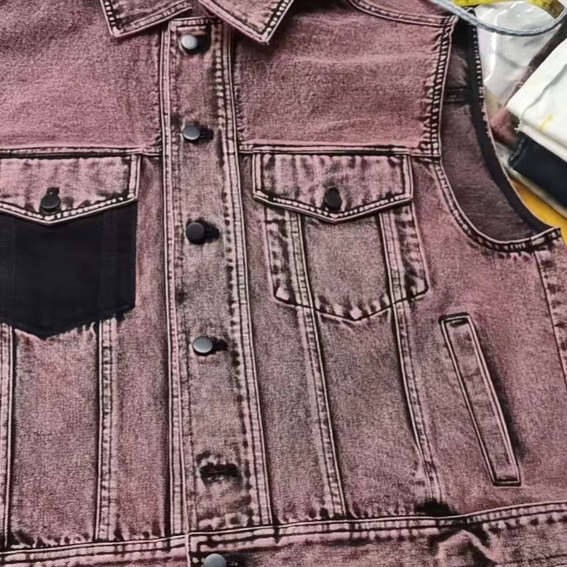 加工定制刺绣牛仔外套男宽松翻领纯色牛仔衣潮男褂子