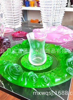 充足欧式轻奢家居摆件花开S富贵水晶果盘