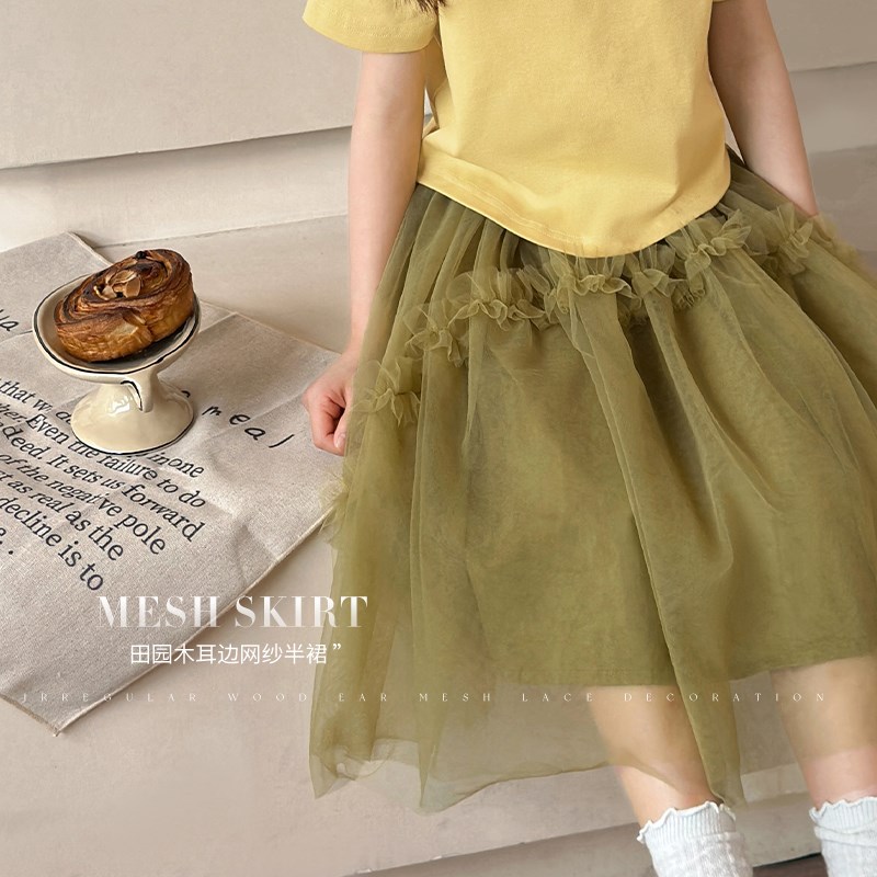 陈大猪 女童半身裙2025夏季新款超仙女蓬蓬纱裙儿童洋气裙子长款