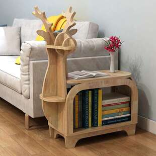 实木书架落地儿童绘本收纳架客厅书房桌面置物架卡通书桌实木收纳