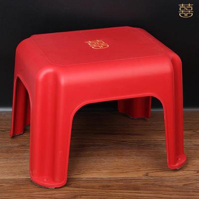 加厚塑料凳家用乔迁新居小凳子防滑板凳成人矮凳换鞋凳婚庆红色