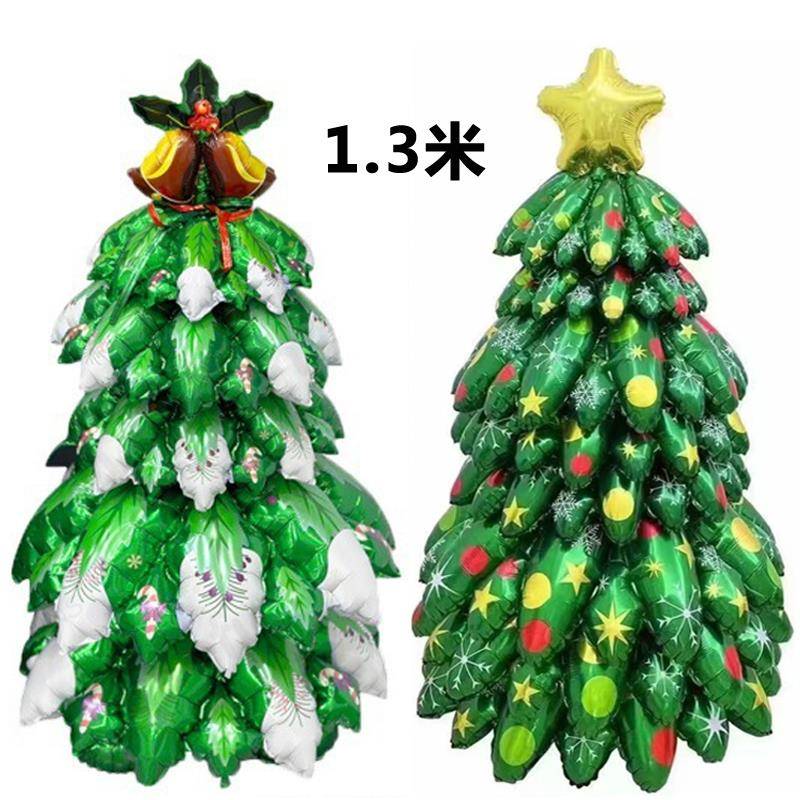 新款特大号站立圣诞树铝膜气球 幼儿园圣诞节装饰迎宾立体圣诞树