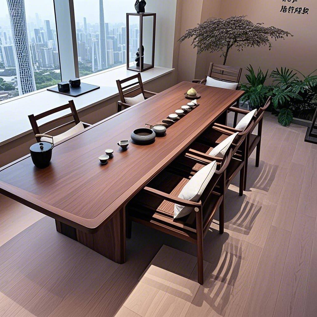 2025新中式禅意黑胡桃白蜡木茶桌椅家用茶室酒店民宿办公室茶台