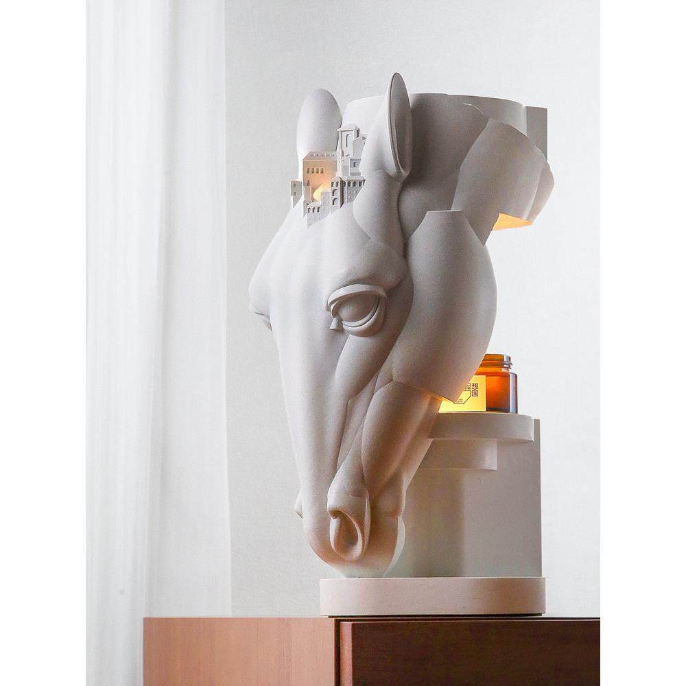 泥想国原创白马融蜡灯创意氛围灯无火香薰融烛灯新婚乔迁订婚礼物,家装灯饰光源,氛围灯,淘宝优惠券,粉丝福利购,淘宝优惠卷