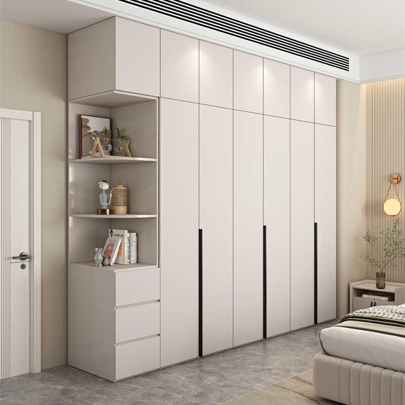 实木颗粒板衣柜家用卧室奶油风收纳柜现代简约肤感主卧室大衣橱柜