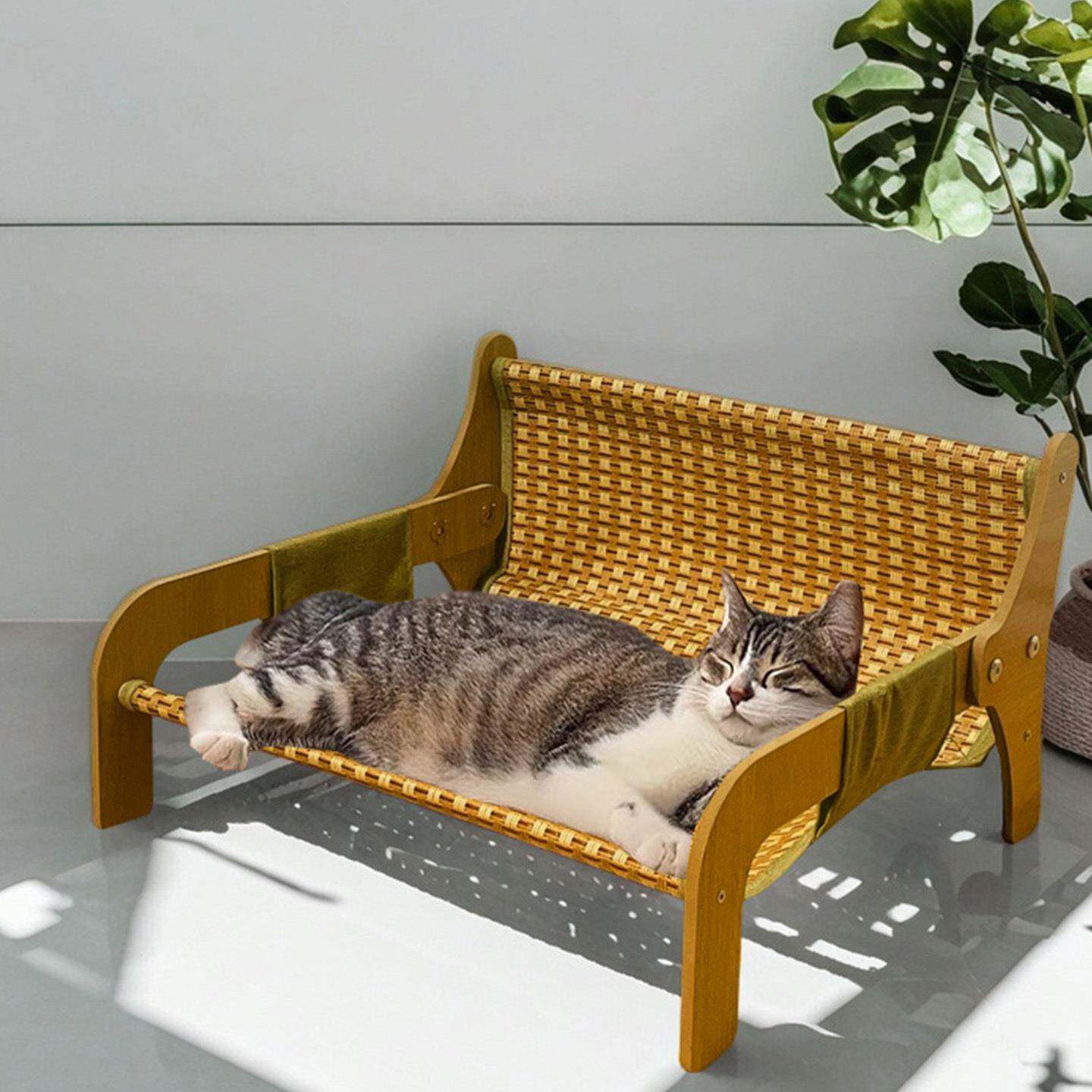 夏季藤编猫沙发猫窝四季通用猫咪凉席宠物吊床猫躺椅子耐抓不掉屑