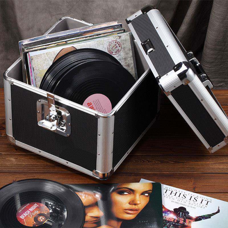 黑胶收纳箱黑胶片唱片收藏架CD专辑存放整理LP盒子影碟防潮储物箱