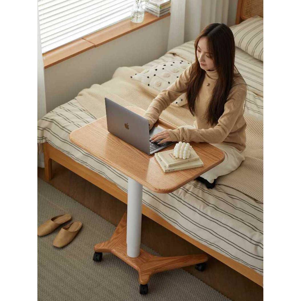 学生直播全实木桌简单折叠升降学习桌北欧橡木可移动客厅小桌子