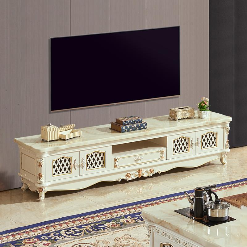 欧式大理石电视柜高低柜组合现代简约客厅实木茶几地柜套装小户型