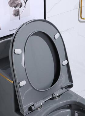 通用彩色马桶盖家用黑灰红蓝橙色VUO型盖加厚缓冲静音脲醛坐便盖