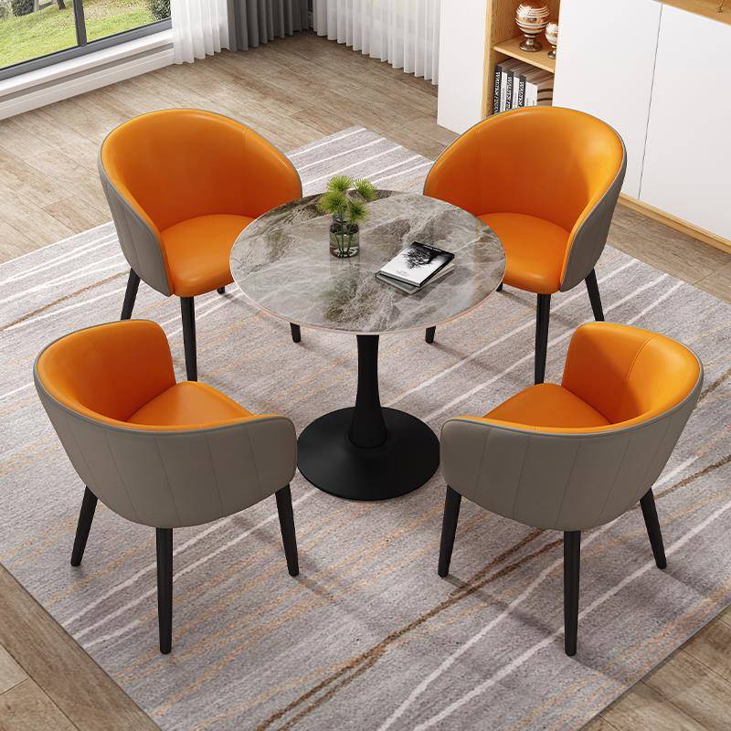 岩板餐桌洽谈桌椅组合轻奢小圆桌阳台奶茶店咖啡厅休闲接待小茶桌