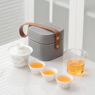 外泡茶壶茶露营快客 折扣价 户水墨盖碗旅行茶具携式 功夫具套装