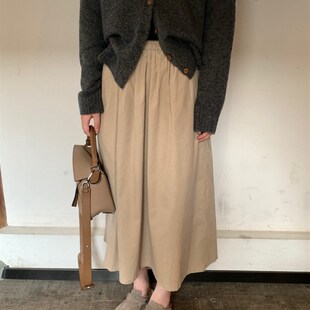 灯芯绒高腰显瘦A字设计感半身裙中长款 FENG甜甜2023秋季 新款