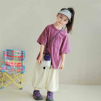 utouto大耳象女童四色后背小标T恤2024夏季新款儿童休闲日常上衣