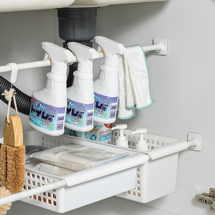 伸缩杆固定器免打孔托杆支撑底座挂钩浴帘杆窗帘杆防滑落杆托支架