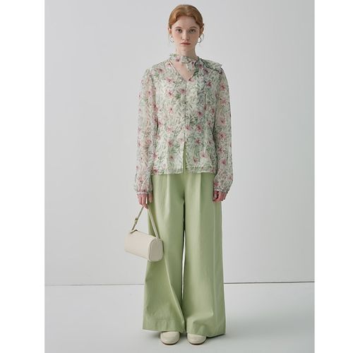 JIUJIU绿色牛仔裤女2025年春季新款设计感显瘦高腰百搭阔腿裤长裤