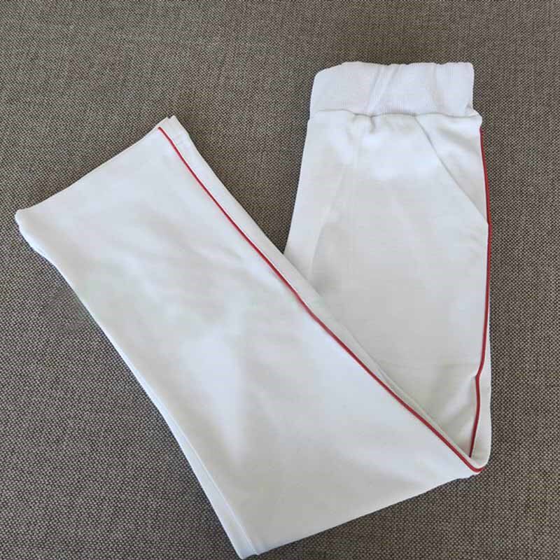 冬款白色校服裤细红杠一细杠红边条直筒加绒校裤园服班服裤子定制