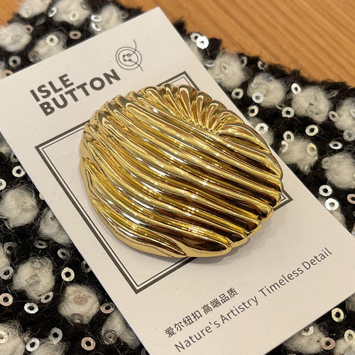 欧美风简约条纹金属纽扣皮草大衣针织衫装饰扣子小香风西服外套扣