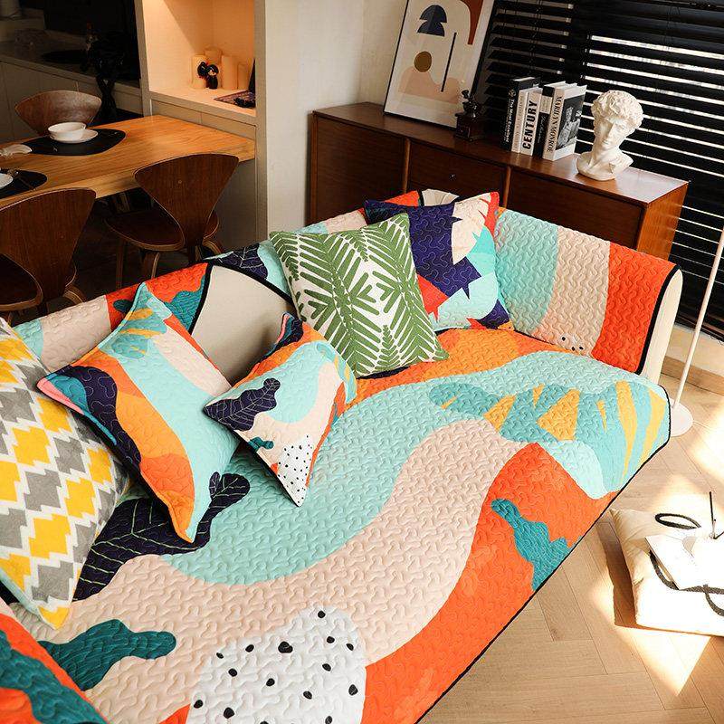 北欧ins时尚几何线条沙发垫四季水洗棉布艺防滑皮沙发巾简约坐垫,居家布艺,沙发垫,淘宝优惠券,粉丝福利购,淘宝优惠卷
