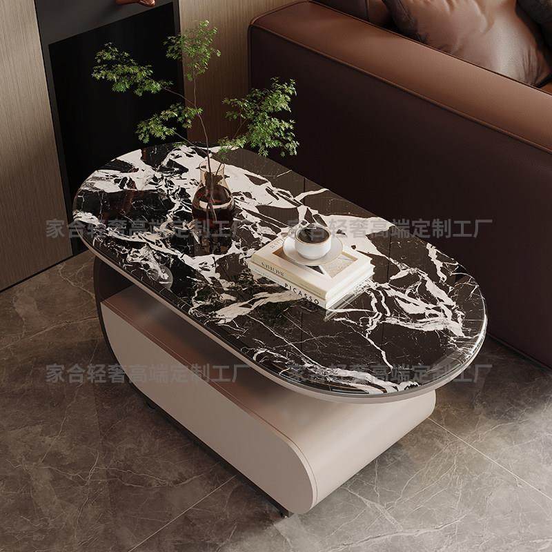 意式轻奢可移动小推车超晶石茶几现代极简储物边几客厅椭圆形桌,住宅家具,移动边几/推车,淘宝优惠券,粉丝福利购,淘宝优惠卷