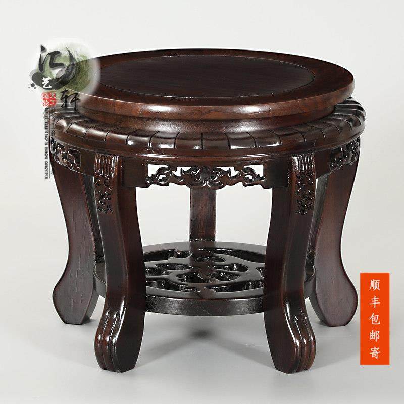 实木虎脚高脚圆瓷瓶青花缸酒坛底座瓷缸盆景鱼缸摆件底托榫卯圆架,家居饰品,木雕,淘宝优惠券,粉丝福利购,淘宝优惠卷