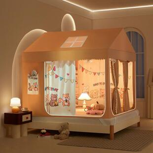 儿童蚊帐全底防摔拼接床上帐篷遮光隐私1米35定制尺寸1.8长度