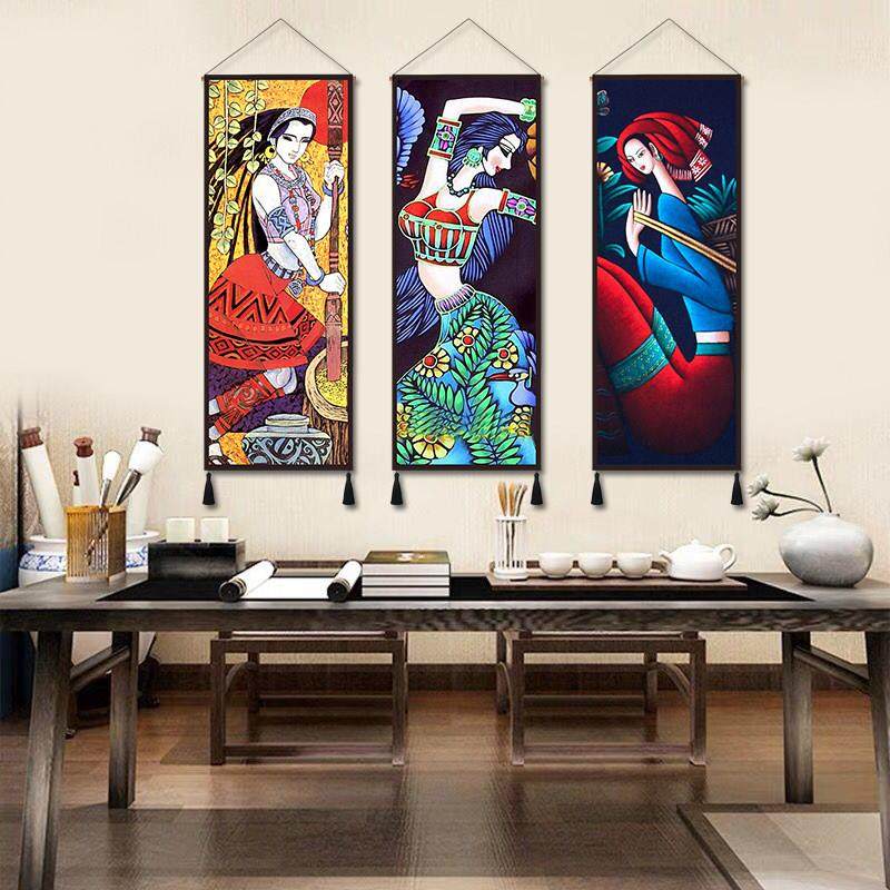 少数民族风情少女装饰布客厅墙布定制布艺壁毯玄关挂布民宿墙挂画,居家布艺,挂毯/壁毯,淘宝优惠券,粉丝福利购,淘宝优惠卷