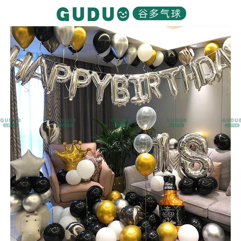 生日快乐女孩男生铝膜气球套装场景背景墙布置男成人派对装饰用品