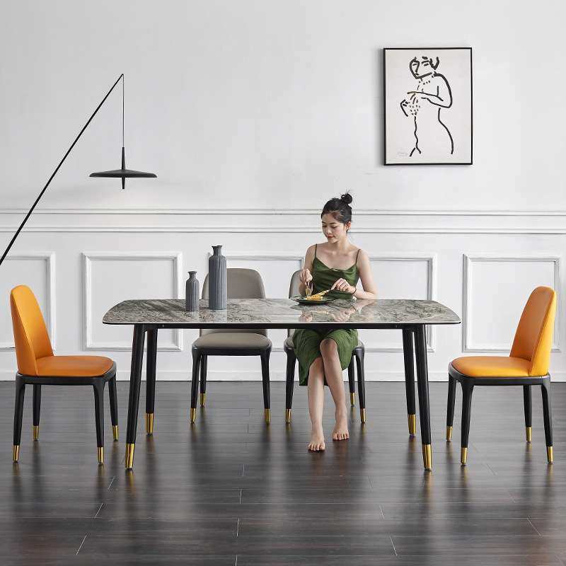意式亮光岩板餐桌椅组合现代简约极简轻奢小户型长方形吃饭饭桌,住宅家具,岩板餐桌,淘宝优惠券,粉丝福利购,淘宝优惠卷
