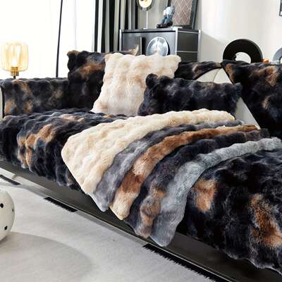 Soft Plush Modern Gradient Lamb Fleece Sofa Cover毛绒沙发套