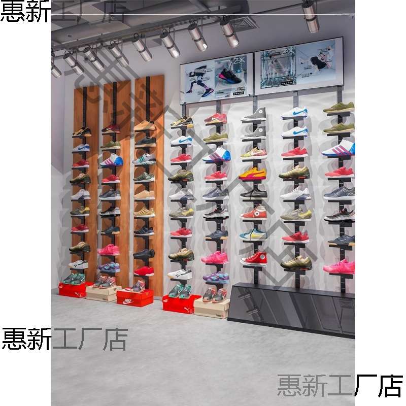 鞋店鞋架展示架店铺装修鞋架商场运动鞋货架上墙鞋托货架陈列架白