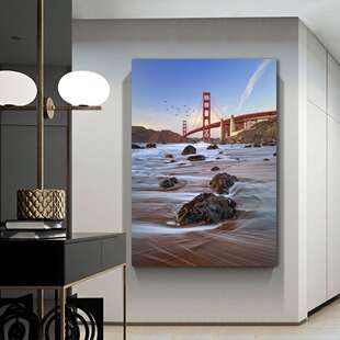 跨境客厅装饰画沙发背景唯美铁索桥无框画现代简约餐厅背景画2807