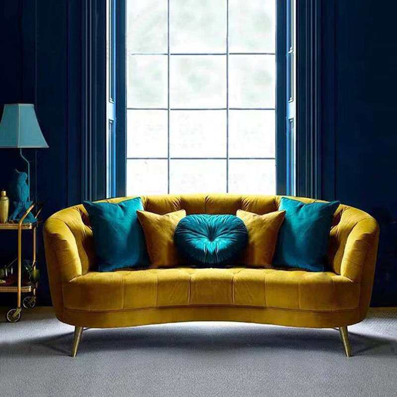 简约现代弧形三人沙发拉扣北欧轻奢网红小户型客厅服装店单人沙发