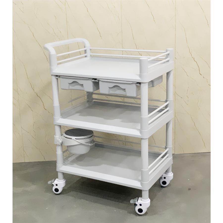 新疆包邮ABS美容小推车美容院置物架小气泡仪器架不锈钢三层多功